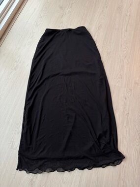 Ardene Black Mesh Layered Maxi Skirt